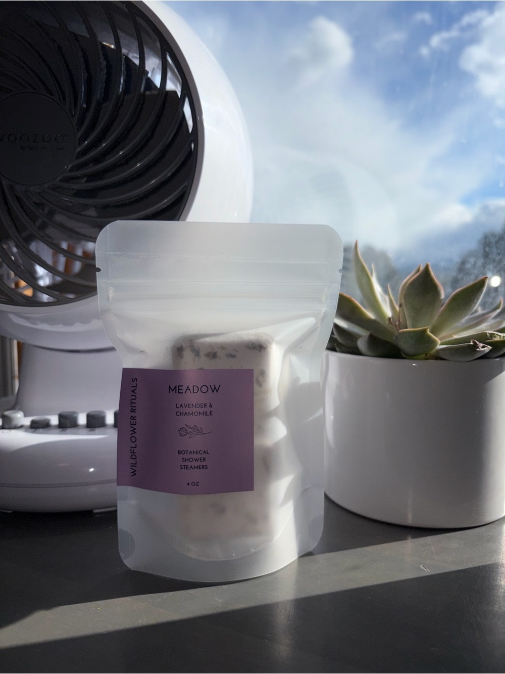 Meadow Lavender & Chamomile Botanical Shower Steamers - White